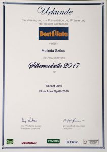 Diploma de Argint DESTILLATA 2017 Palinca de Caise