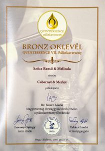 Diploma de Bronz QUINTESSENCE 2016 Palica de Cabernet & Merlot