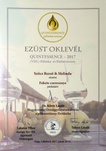 Diploma de Argint QUINTESSENCE 2017 Palinca de Cirese