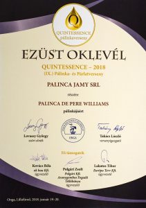 Diploma de Argint QUINTESSENCE 2018 Palinca de Pere Williams