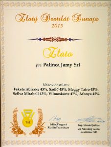 Diploma de Aur Zlatý Destilát Dunaja 2015